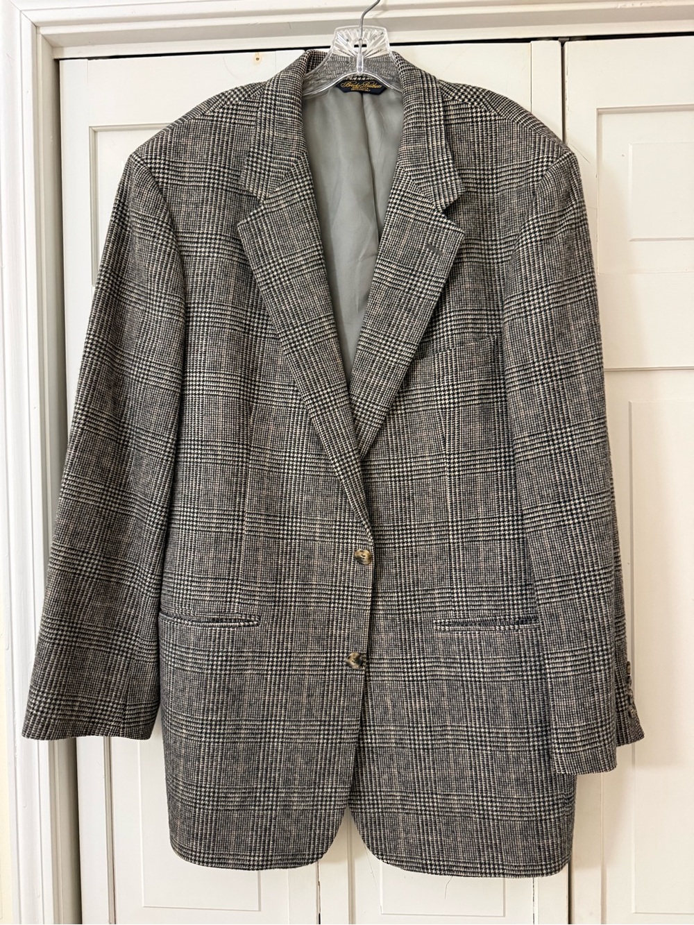 Vintage Brooks Brothers Men’s 45L Blazer Sport Coat Houndstooth Camel Hair USA